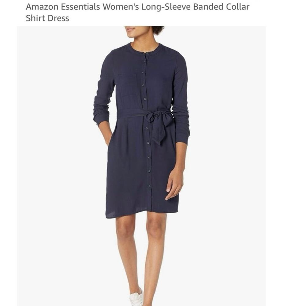 Amazon Essentials Women's Long-Sleeve Banded Collar Shirt Dress